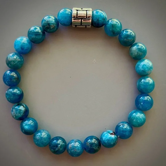 Bright Blue Apitite Handcrafted Bead Bracelet - Picture 5 of 6